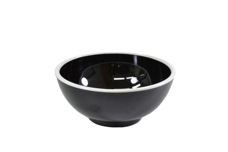 Round Bowl - 150x70mm, Vintage Black with White Rim from Jab. Unbreakable, made out of Melamine and sold in boxes of 6. Hospitality quality at wholesale price with The Flying Fork! 