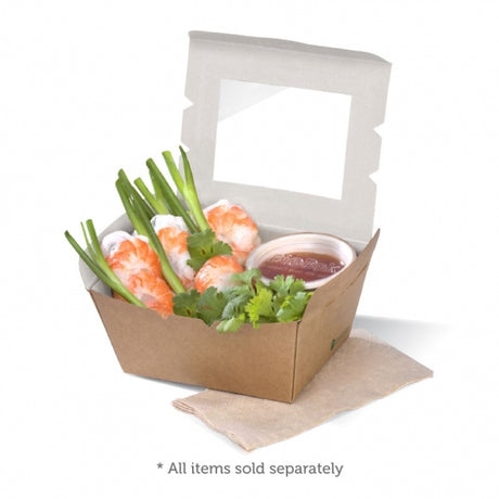 Small lunch box with window - 110 x 90 x 64mm - FSC Mix - printed kraft-look - Carton of 200 units