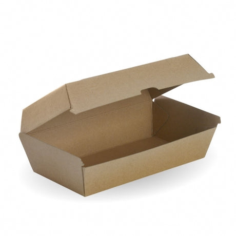 Large snack box - 204x109x84mm - box of 200 from BioPak. Compostable, made out of FSC�� certified paper and sold in boxes of 1. Hospitality quality at wholesale price with The Flying Fork! 