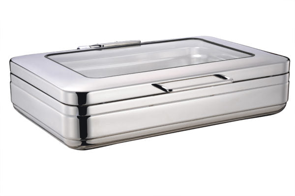 Rectangular Induction Chafer With Glass Lid, 18-8, 1-1 Size from Chef Inox. made out of Stainless Steel and sold in boxes of 1. Hospitality quality at wholesale price with The Flying Fork! 