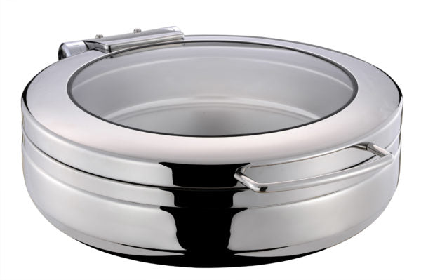 Round Large Induction Chafer With Glass Lid from Chef Inox. made out of Stainless Steel and sold in boxes of 1. Hospitality quality at wholesale price with The Flying Fork! 