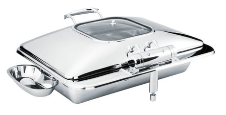 Rectangular Deluxe Chafer With Glass Lid, Stainless Steel, 1-1 Size from Chef Inox. made out of Stainless Steel and sold in boxes of 1. Hospitality quality at wholesale price with The Flying Fork! 