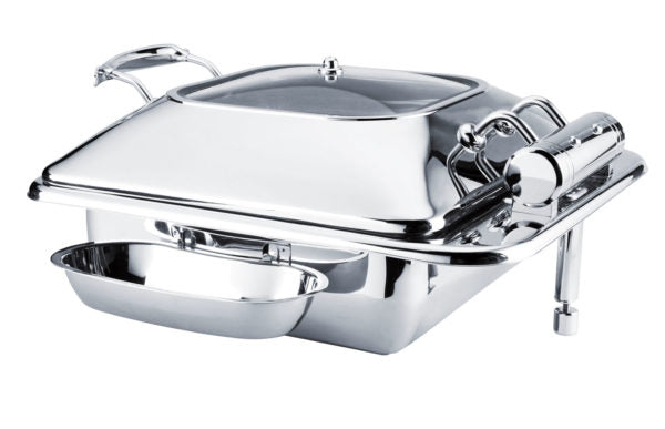 Rectangular Deluxe Chafer With Glass Lid, Stainless Steel, 2-3 Size from Chef Inox. made out of Stainless Steel and sold in boxes of 1. Hospitality quality at wholesale price with The Flying Fork! 