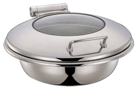 Round Large Ultra Chafer With Glass Lid from Chef Inox. made out of Stainless Steel and sold in boxes of 1. Hospitality quality at wholesale price with The Flying Fork! 