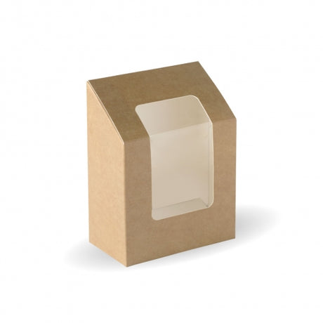 Wrap wedge box with window - 123 x 72 x79mm - Box of 600 from BioPak. Compostable, made out of FSC�� certified paper and sold in boxes of 1. Hospitality quality at wholesale price with The Flying Fork! 
