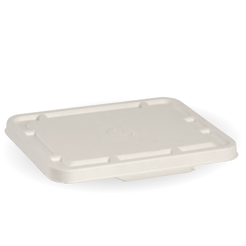 2 and 3 compartment sugarcane lid - white, box of 500 from BioPak. Compostable, made out of Sugarcane and sold in boxes of 1. Hospitality quality at wholesale price with The Flying Fork! 