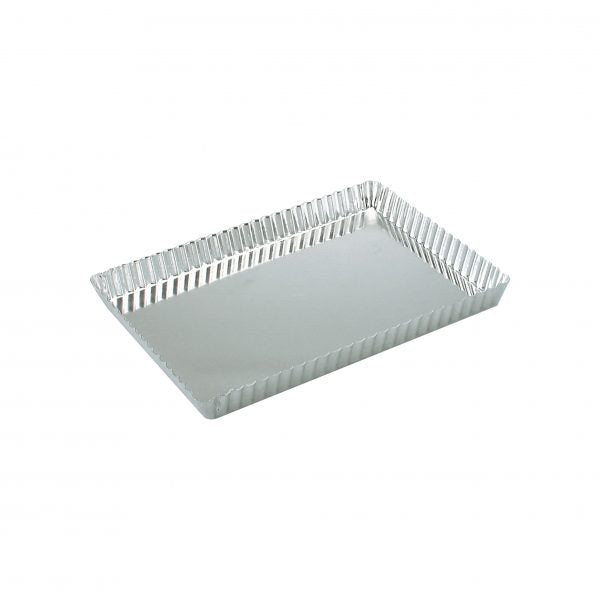 Rectangular Fluted Quiche Pan (Loose Base) - 300x210x25mm from Guery. made out of Tin Plated and sold in boxes of 1. Hospitality quality at wholesale price with The Flying Fork! 