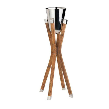 Chef Inox Wine Bucket-1 Bottle 18/10 And Wooden Stand Set from Chef Inox. made out of stainless-steel and sold in boxes of 1. Hospitality quality at wholesale price with The Flying Fork! 