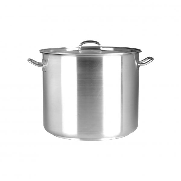 Elite Stockpot With Lid - 8.25Lt, 220x220mm from Chef Inox. Lid included, made out of Stainless Steel 18/10 and sold in boxes of 1. Hospitality quality at wholesale price with The Flying Fork! 