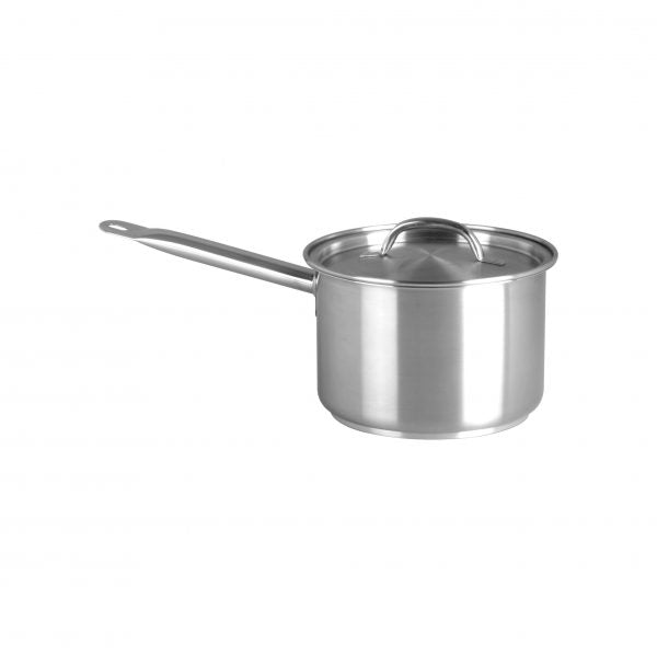 Elite Saucepan With Lid - 1.2Lt, 140x80mm from Chef Inox. Lid included, made out of Stainless Steel 18/10 and sold in boxes of 1. Hospitality quality at wholesale price with The Flying Fork! 