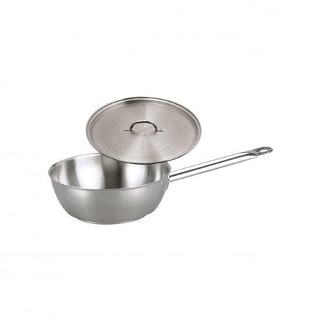 Elite Saute Pan With lid - 200x80mm from Chef Inox. Lid included, made out of Stainless Steel 18/10 and sold in boxes of 1. Hospitality quality at wholesale price with The Flying Fork! 