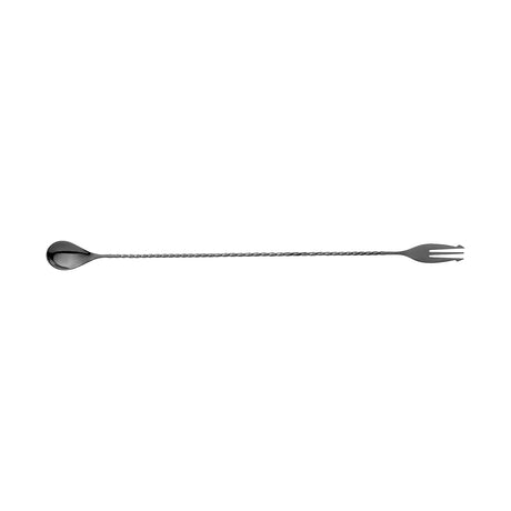 Bar Spoon With Fork - 410mm, Black Moda from Moda. Sold in boxes of 1. Hospitality quality at wholesale price with The Flying Fork! 