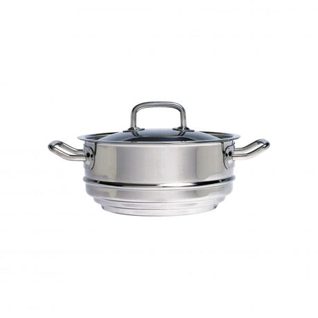 Professional Multi-Fit Steamer With Lid, 200x95mm from Chef Inox. made out of Stainless Steel 18/10 and sold in boxes of 1. Hospitality quality at wholesale price with The Flying Fork! 