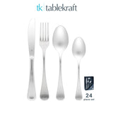 Cutlery Set - 24Pc, Elite from Tablekraft. Packed in a gift box and sold in boxes of 1. Hospitality quality at wholesale price with The Flying Fork! 