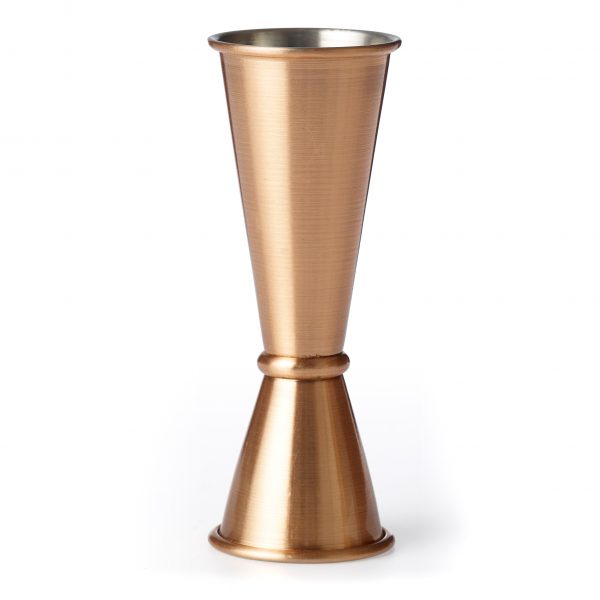 Japanese Jigger Rolled Edges - 30-60ml, Copper Plated from Chef Inox. Sold in boxes of 1. Hospitality quality at wholesale price with The Flying Fork! 