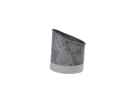 Galvanised Pot Slant - 105mm, Coney Island, Dipped White from Chef Inox. made out of Galvanised Iron and sold in boxes of 1. Hospitality quality at wholesale price with The Flying Fork! 