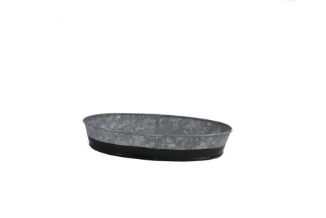 Oval Galvanised Tray - Coney Island, Dipped Black, 240x160x45mm from Chef Inox. made out of Galvanised Iron and sold in boxes of 1. Hospitality quality at wholesale price with The Flying Fork! 