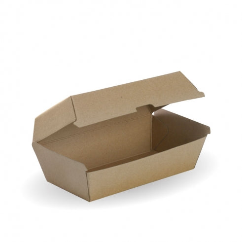 Regular snack Box - 175x90x84mm - Box of 200 from BioPak. Compostable, made out of FSC�� certified paper and sold in boxes of 1. Hospitality quality at wholesale price with The Flying Fork! 