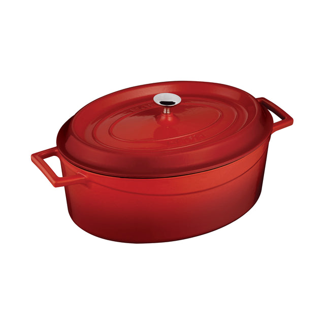 Casserole - Oval, 6.4Lt, Red from Lava. made out of Cast Iron and sold in boxes of 1. Hospitality quality at wholesale price with The Flying Fork! 