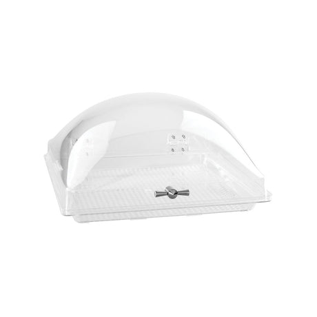 Square Dome Cover with Fixed Base - 350x350mm, Clear, Polycarbonate