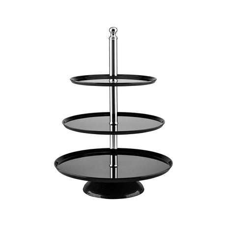 3 Tier Round Stand - 250/300/350mm, 370mm, Black, Polycarbonate