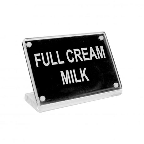 Full Cream Milk Buffet Sign - Acrylic Magnet Plate from Chef Inox. made out of Acrylic and sold in boxes of 12. Hospitality quality at wholesale price with The Flying Fork! 