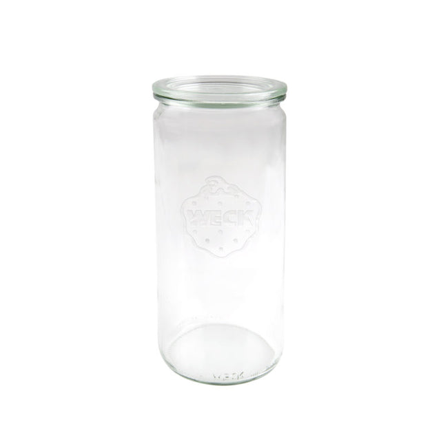 Cylinder Glass Jar w-lid (908) - 1062mL, 80x210mm from Weck. made out of Glass and sold in boxes of 6. Hospitality quality at wholesale price with The Flying Fork! 