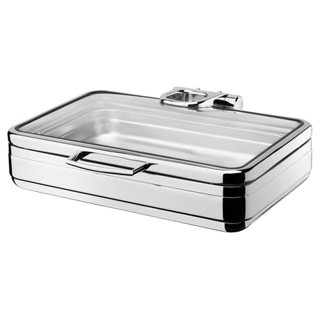 INDUCTION CHAFER - 18/10, RECT., 1/1 SIZE, WITH FULL GLASS LID