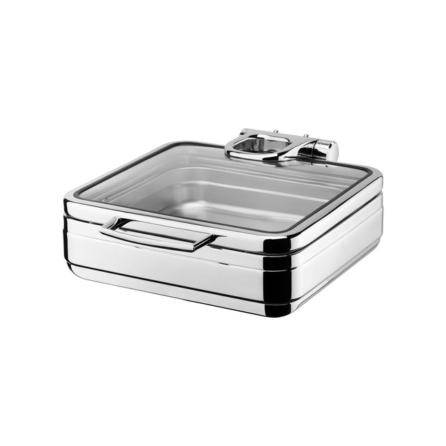 INDUCTION CHAFER - 18/10, RECT., 2/3 SIZE, WITH FULL GLASS LID