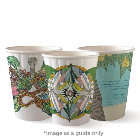 Biocup Double Wall - Art Series, 12oz (Box of 1000) from BioPak. Compostable, made out of Paper and Bioplastic and sold in boxes of 1. Hospitality quality at wholesale price with The Flying Fork! 