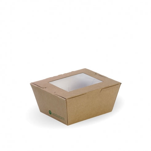 Small lunch box with window- 110 x 90 x 64mm - Box of 200 from BioPak. Compostable, made out of FSC�� certified paper and sold in boxes of 1. Hospitality quality at wholesale price with The Flying Fork! 