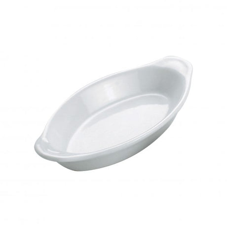 Oval Gratin Dish - 225mL, 220x105mm, White from Vitroceram. made out of Porcelain and sold in boxes of 24. Hospitality quality at wholesale price with The Flying Fork! 