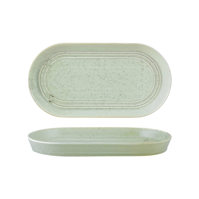 Oval Platter - 305X165X30Mm, Pistachio from Tablekraft. made out of Ceramic and sold in boxes of 3. Hospitality quality at wholesale price with The Flying Fork! 