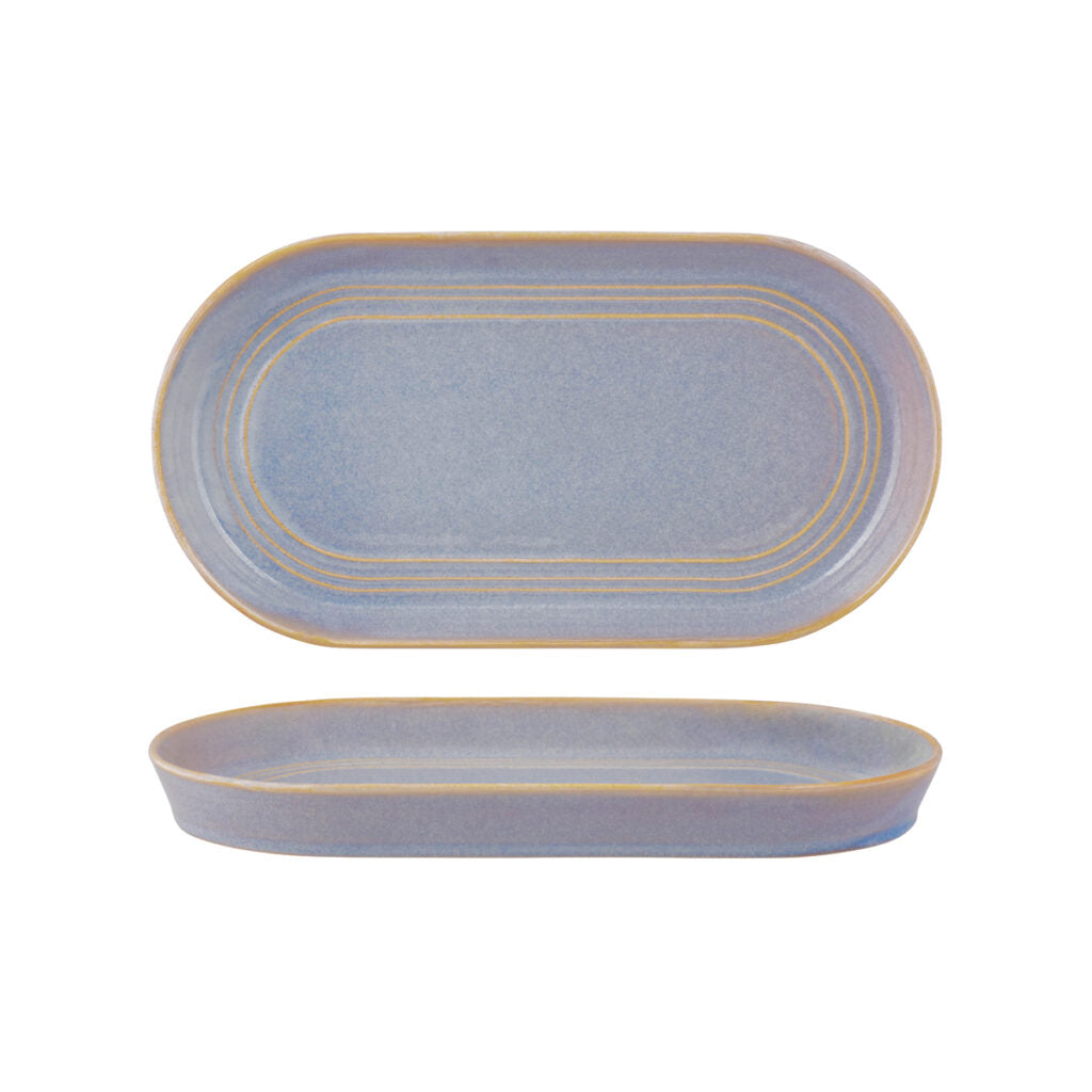 Oval Platter - 305X165X30Mm, Azure Blue from Tablekraft. made out of Ceramic and sold in boxes of 3. Hospitality quality at wholesale price with The Flying Fork! 