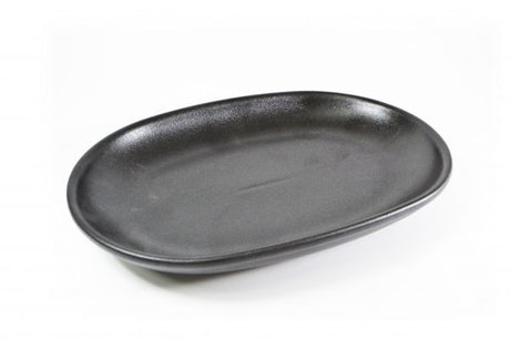 Oval Serving Platter - 305x210mm, Black from tablekraft. made out of Porcelain and sold in boxes of 3. Hospitality quality at wholesale price with The Flying Fork! 