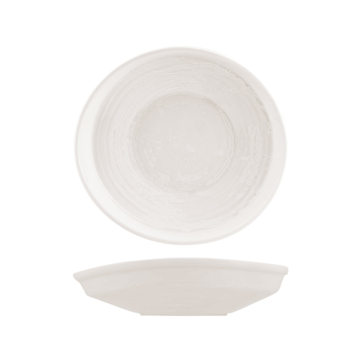 Organic shaped plate - 255x235mm, Snow, Moda Porcelain from Moda Porcelain. made out of Porcelain and sold in boxes of 6. Hospitality quality at wholesale price with The Flying Fork! 