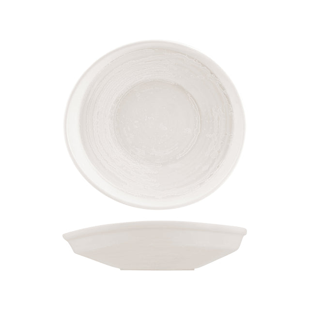 Organic shaped plate - 255x235mm, Snow, Moda Porcelain from Moda Porcelain. made out of Porcelain and sold in boxes of 6. Hospitality quality at wholesale price with The Flying Fork! 