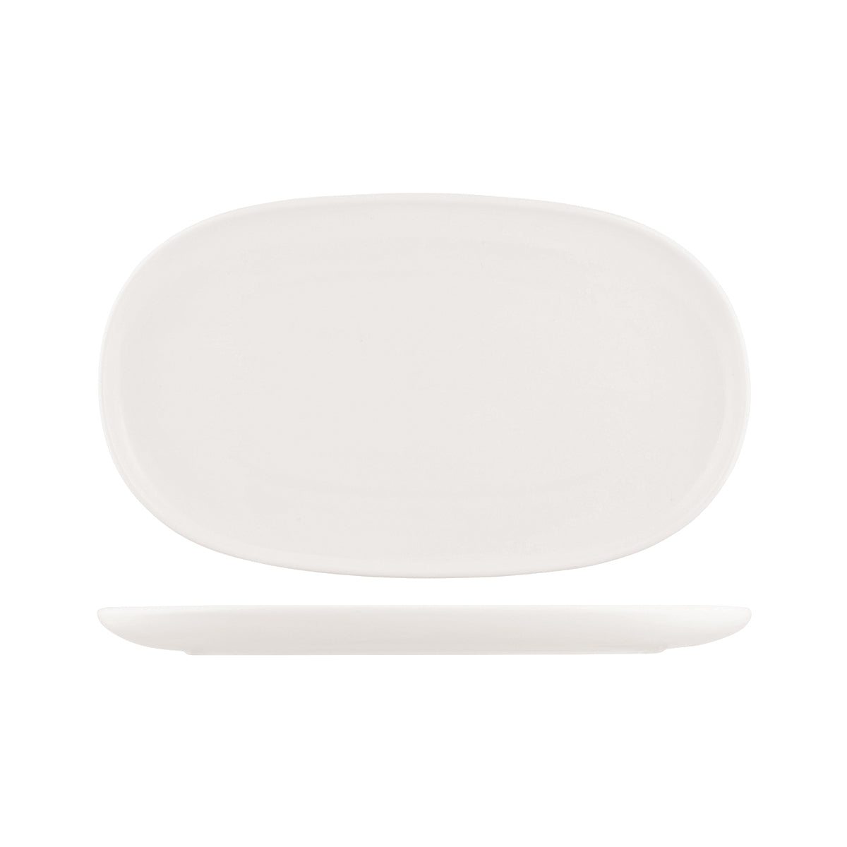 Oval plate - 405mm, Snow, Moda Porcelain from Moda Porcelain. made out of Porcelain and sold in boxes of 3. Hospitality quality at wholesale price with The Flying Fork! 