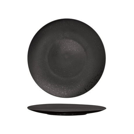 ROUND PLATE - FLAT, 280mm , MATT BLACK from Luzerne. Textured, made out of Ceramic and sold in boxes of 6. Hospitality quality at wholesale price with The Flying Fork! 
