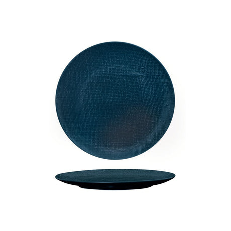 ROUND PLATE - FLAT, 210mm , MATT BLUE from Luzerne. Textured, made out of Ceramic and sold in boxes of 6. Hospitality quality at wholesale price with The Flying Fork! 