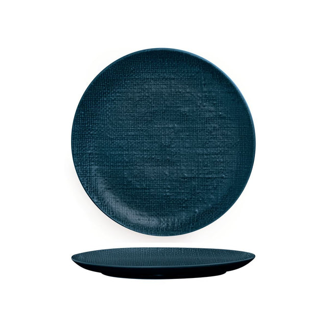 ROUND PLATE - FLAT, 260mm , MATT BLUE from Luzerne. Textured, made out of Ceramic and sold in boxes of 4. Hospitality quality at wholesale price with The Flying Fork! 