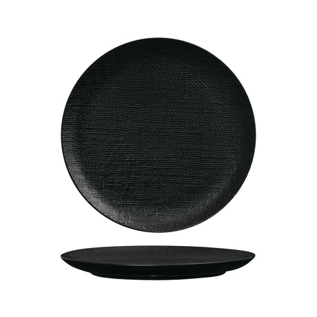 ROUND PLATE - FLAT, 285mm , MATT BLACK from Luzerne. made out of Ceramic and sold in boxes of 4. Hospitality quality at wholesale price with The Flying Fork! 