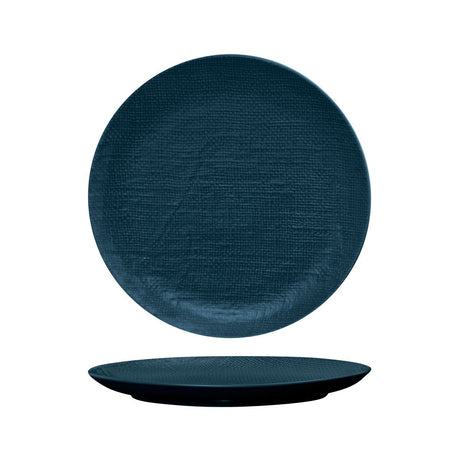 ROUND PLATE - FLAT, 285mm , MATT BLUE from Luzerne. Textured, made out of Ceramic and sold in boxes of 4. Hospitality quality at wholesale price with The Flying Fork! 