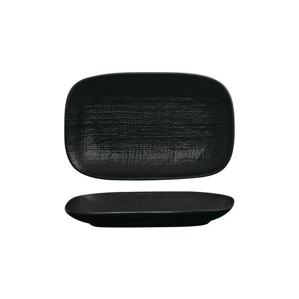 Oblong plate - Black linen 265 x 165mm from Luzerne. made out of Ceramic and sold in boxes of 6. Hospitality quality at wholesale price with The Flying Fork! 