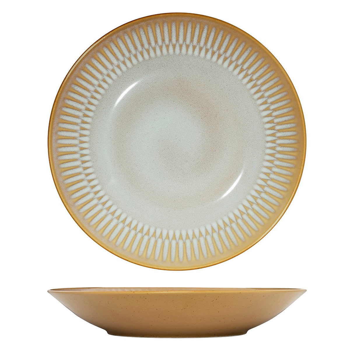 Round Deep Bowl/Plate - 280Mm, Almond from Luzerne. Textured, made out of Ceramic and sold in boxes of 3. Hospitality quality at wholesale price with The Flying Fork! 
