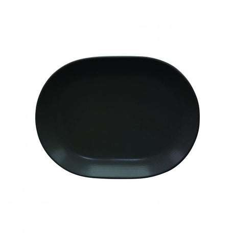 Rimmed Oval Platter (994815) - 157mm, Aura, Matt Black from Rene Ozorio. made out of Porcelain and sold in boxes of 6. Hospitality quality at wholesale price with The Flying Fork! 
