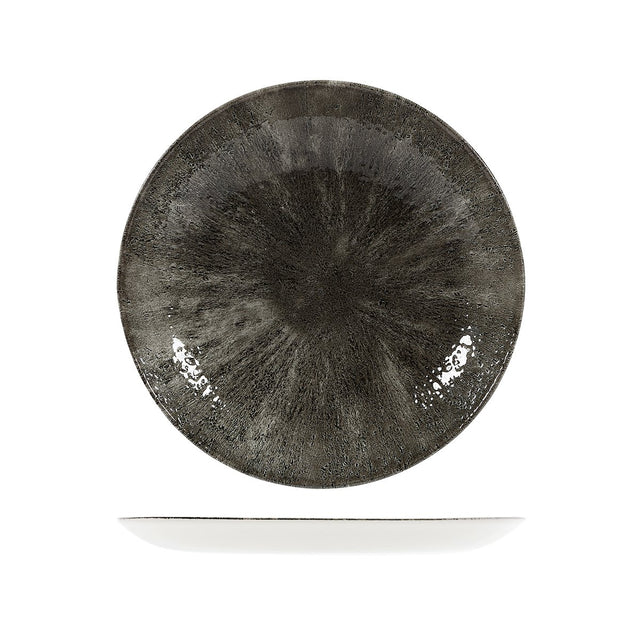Studio Prints Stone Round Coupe Plate - Stone Round Coupe Plate - 260mm, Qurtz Black