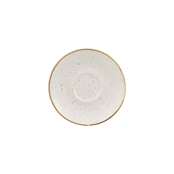 Cappuccino Saucer - 156mm, Barley White, Stonecast from Churchill. made out of Porcelain and sold in boxes of 6. Hospitality quality at wholesale price with The Flying Fork! 