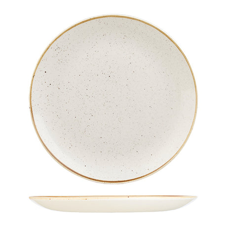 Round Plate - 324mm, Barley White, Stonecast from Churchill. Vitrified, made out of Porcelain and sold in boxes of 6. Hospitality quality at wholesale price with The Flying Fork! 