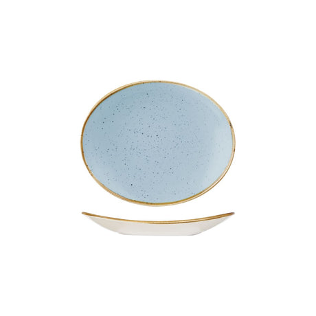Oval Plate - 192mm, Duck Egg, Stonecast from Churchill. Vitrified, made out of Porcelain and sold in boxes of 6. Hospitality quality at wholesale price with The Flying Fork! 